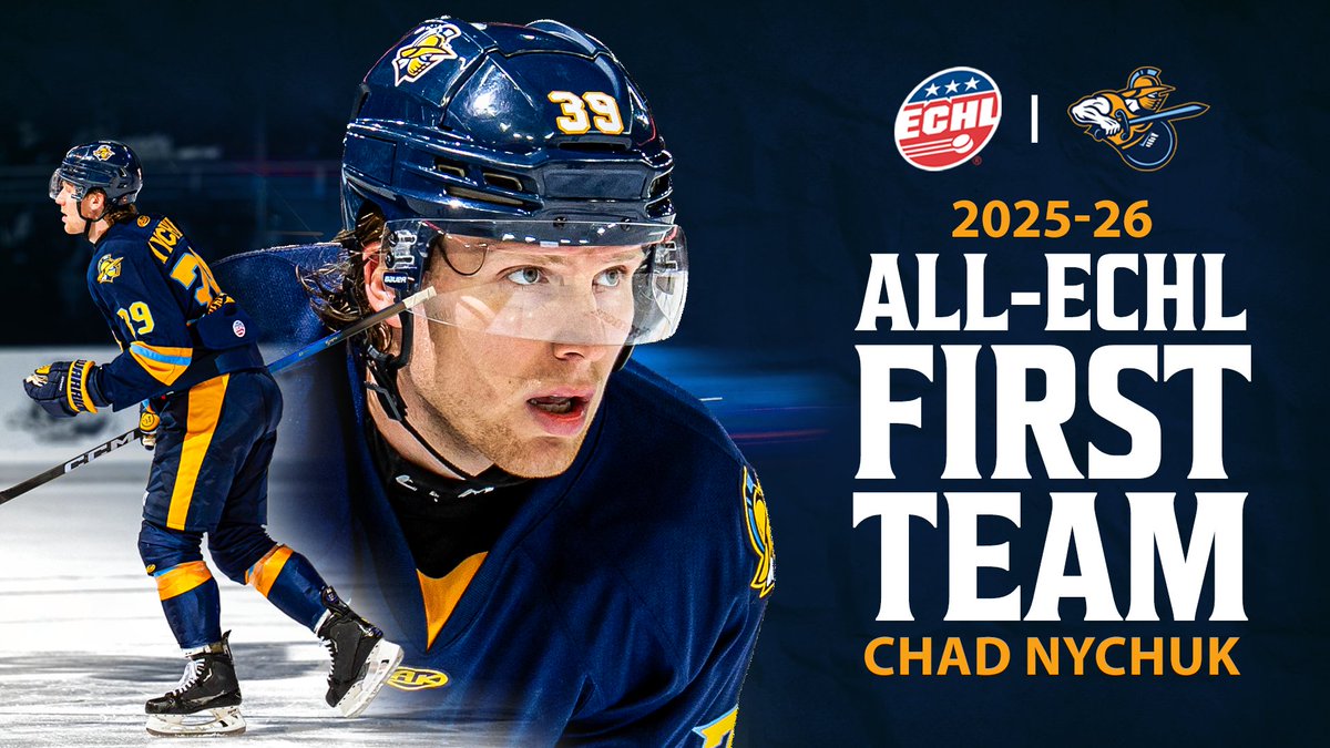 CHAD NYCHUK NAMED TO THE 2025-26 ALL-ECHL FIRST TEAM🗣️🗣️

Read More🗞️ brnw.ch/21x1Fhc
<a href="/ECHL/">ECHL</a>