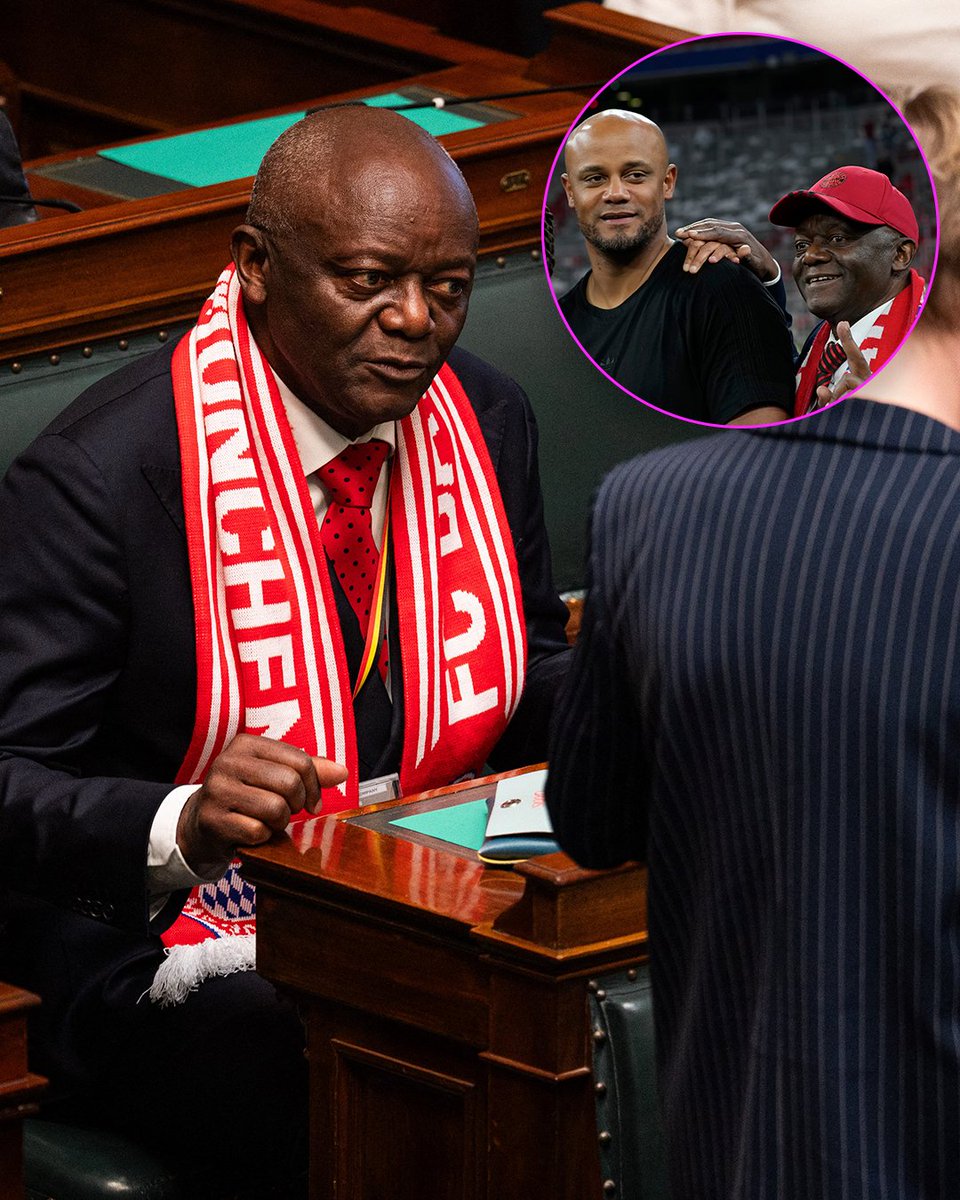 Pierre Kompany, father of Vincent and Belgian politician, showed up to parliament in a Bayern Munich scarf today ❤️