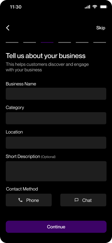 OmobolawaV9903's tweet image. Two screens, zero friction, this is how business onboarding should feel. #ux #productdesign
