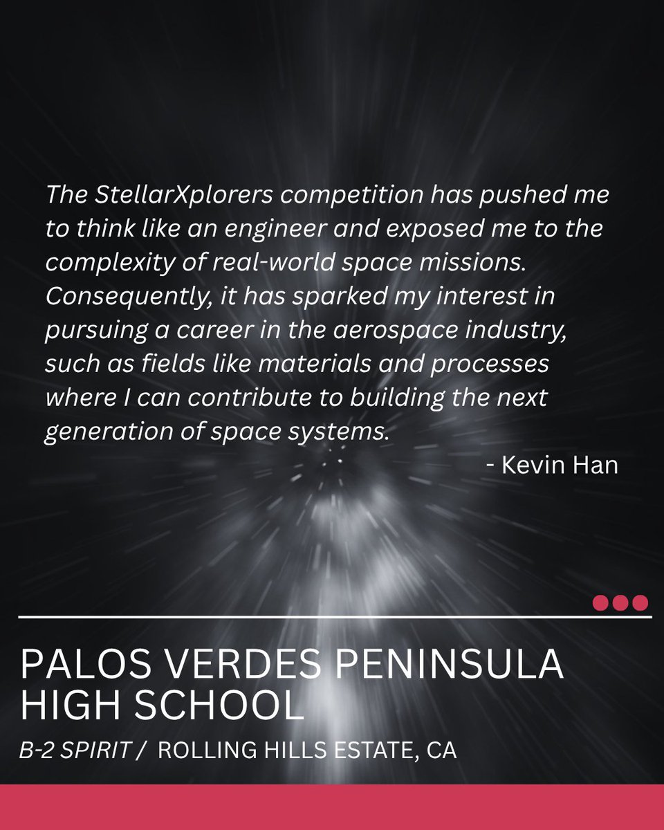 AFA_STLX's tweet photo. B-2 Spirit from Palos Verdes Peninsula High School in Rolling Hills Estates, CA continues the school’s legacy of StellarXplorers excellence. PVPHS is a two-time National Champion, and this year marks its seventh consecutive and tenth overall National Finals qualification. https://t.co/yc0nUwelqT