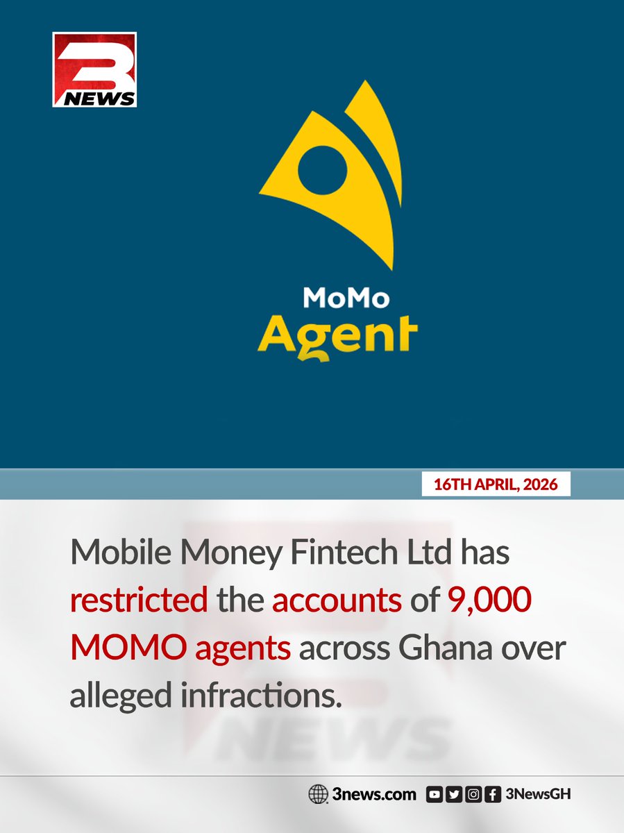 Mobile Money Fintech Ltd announced it has restricted the accounts of 9,000 mobile money agents nationwide due to alleged regulatory infractions.

#3NewsGH #TV3GH