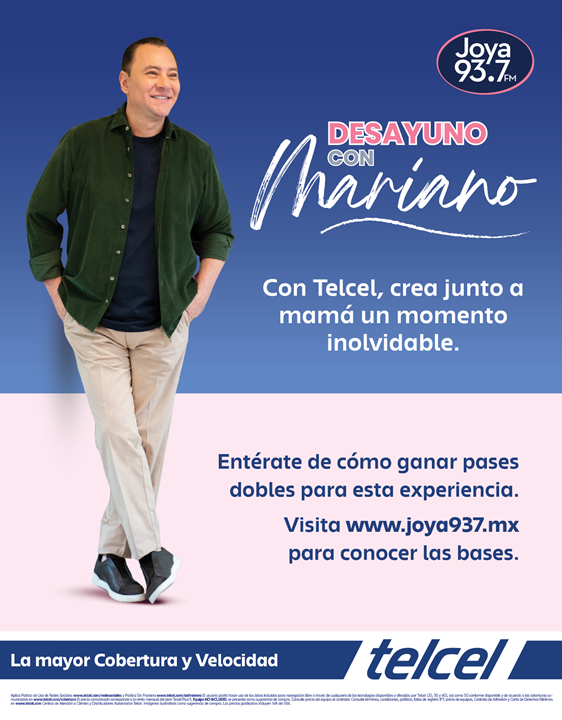 TelcelMVC's tweet photo. Regálale a mamá un desayuno junto a Mariano Osorio el día 08 de mayo. https://t.co/N74BUy8KY7