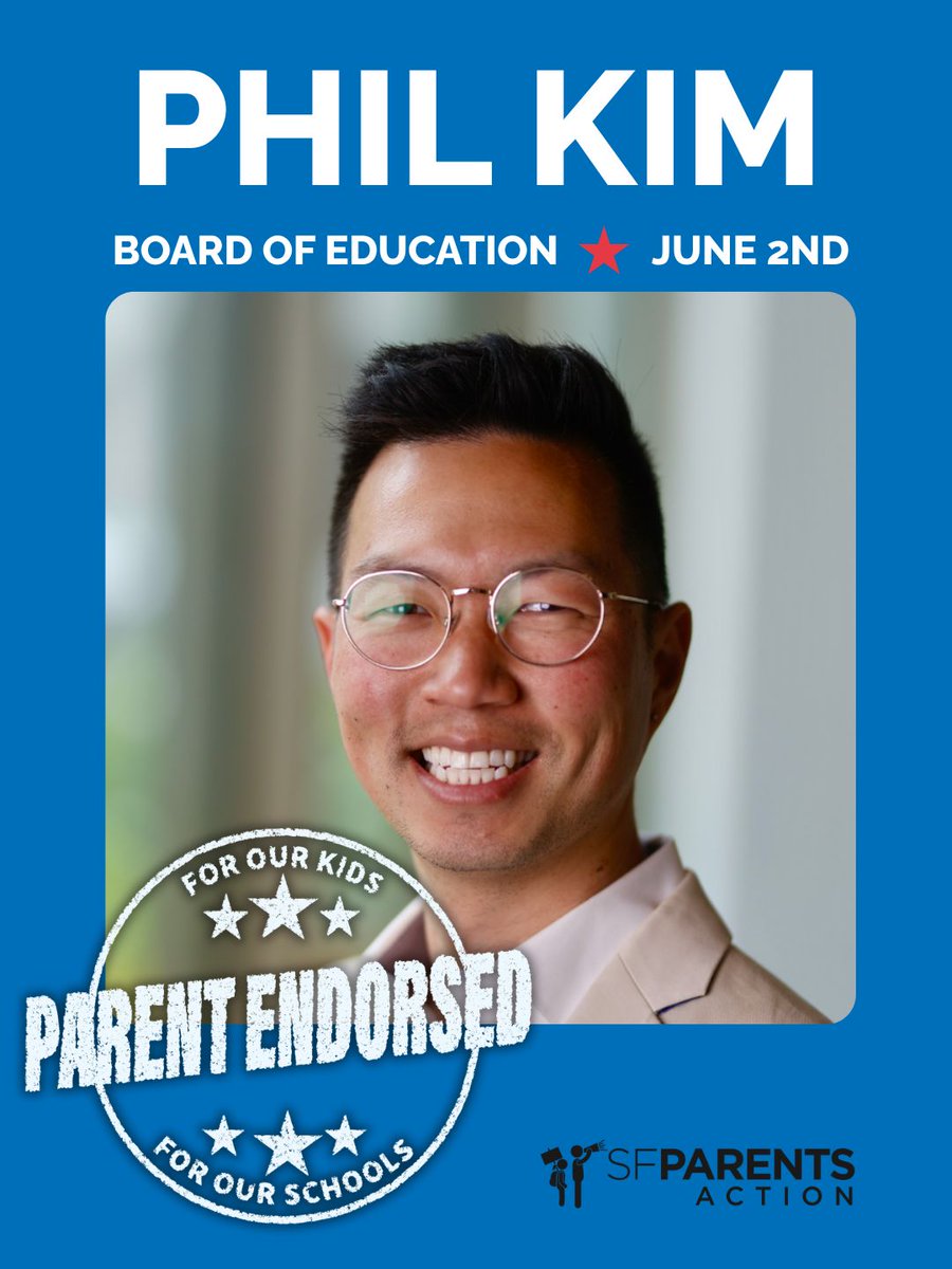 SFParents's tweet photo. Phil Kim is #ParentEndorsed.

If you care about stability, student outcomes, and strong governance for SFUSD this June, Phil is the only choice. https://t.co/GvoMp9WfvY