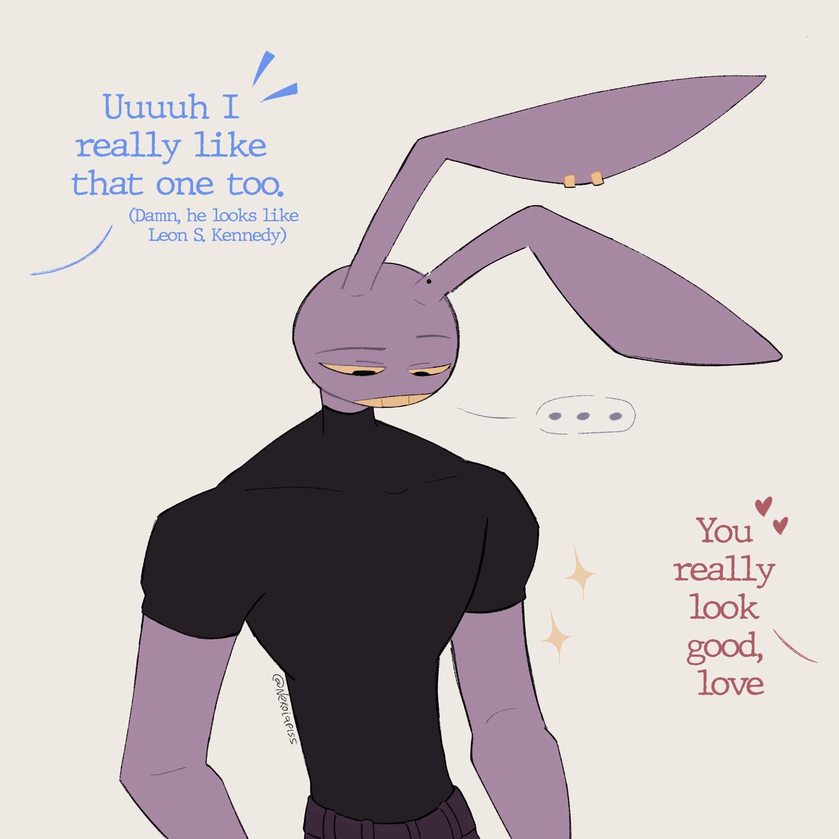 nekolapiss's tweet image. KAGSKSHSKS León s. Kennedy, it's u? (I admit that I liked this one too) ✨😔

#bunnydoll #jax #jaxtadc #tadc