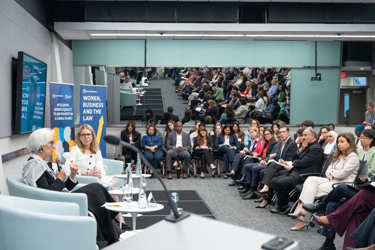 SorayaMHlive's tweet photo. Yesterday at the IMF WB #SM2026 in Washington DC, an insightful fireside chat by ECB President @Lagarde &amp; World Bank MD @bjerde_anna and a panel on the economic magic of equal opportunity for women. Shared Rwanda's progress and mindset shift toward women's financial empowerment. https://t.co/NWV2Wlur9G