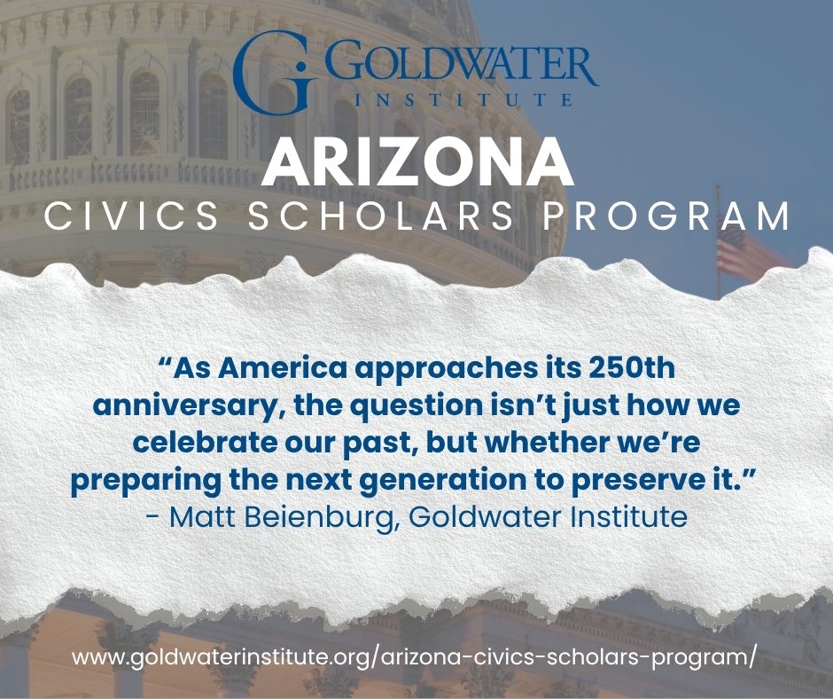 TWLewisFound_'s tweet photo. ❤️🤍💙In honor of America 250, our partner, the @GoldwaterInst, has launched the Arizona Civics Scholars Program, awarding renewable scholarships of up to $1,500 to 50 graduating high school seniors and college students pursuing studies in civics, public policy, constitutionalism, and classical education!

Students can apply these scholarships toward the Canyon Civic Institute at @gcu or the School of Civic and Economic Thought and Leadership at @ASU. More info here: https://t.co/IdSgkbnN2j