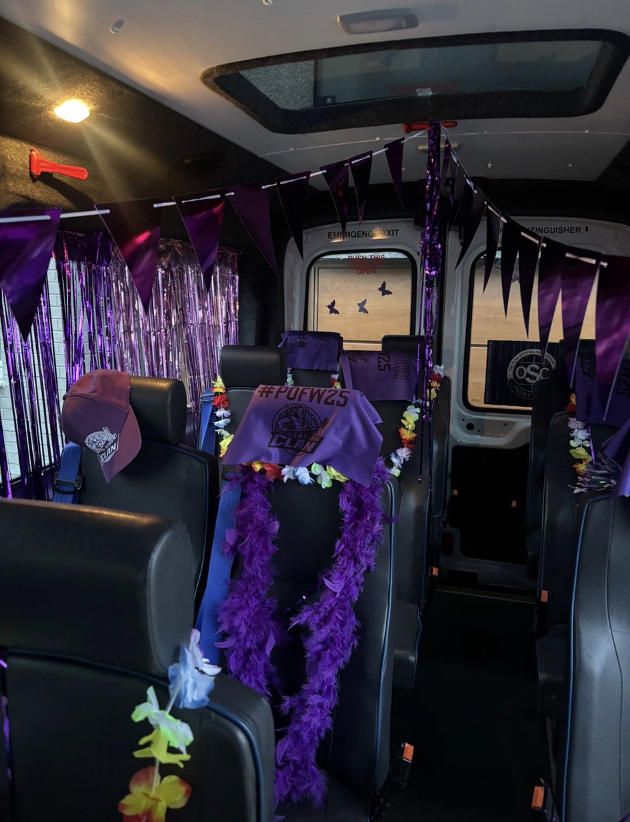 pyjama1banana's tweet photo. Van pimped and ready for playoffs. Hubby says I clearly never told him it’s a hen party 💜💜 https://t.co/BxEQY5ZdU8