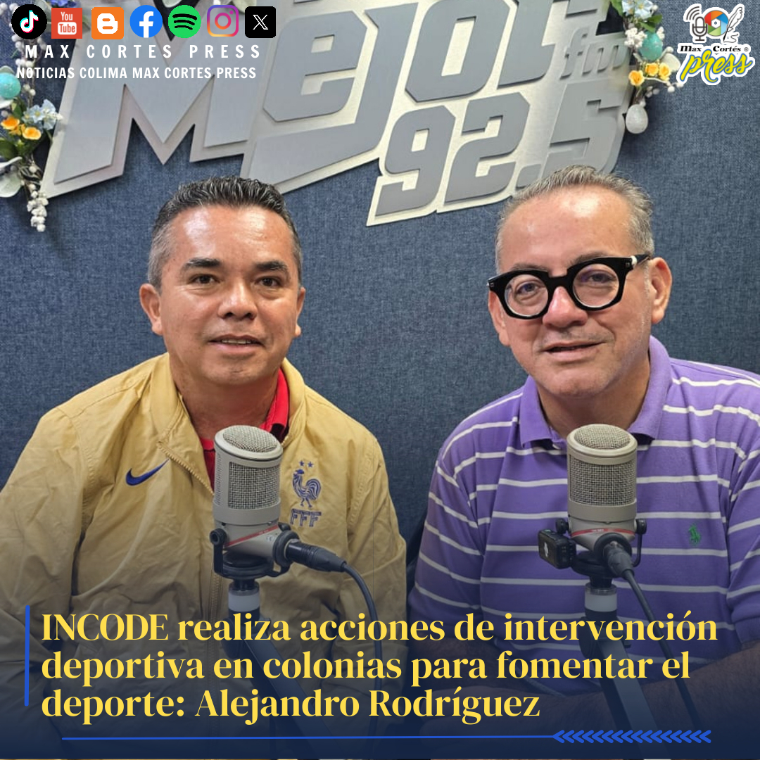 maxcortespress's tweet photo. INCODE realiza acciones de intervención deportiva en colonias para fomentar el deporte: Alejandro Rodríguez  ✅ Escucha la entrevista aquí: 👇
https://t.co/ExtHEAO8KN
#INCODE #Conade #MundialitoEscolar #Colima #MaxCortesPress #noticias #lamejorfm #fyp #parati #LBN https://t.co/2Ed9mMWX06