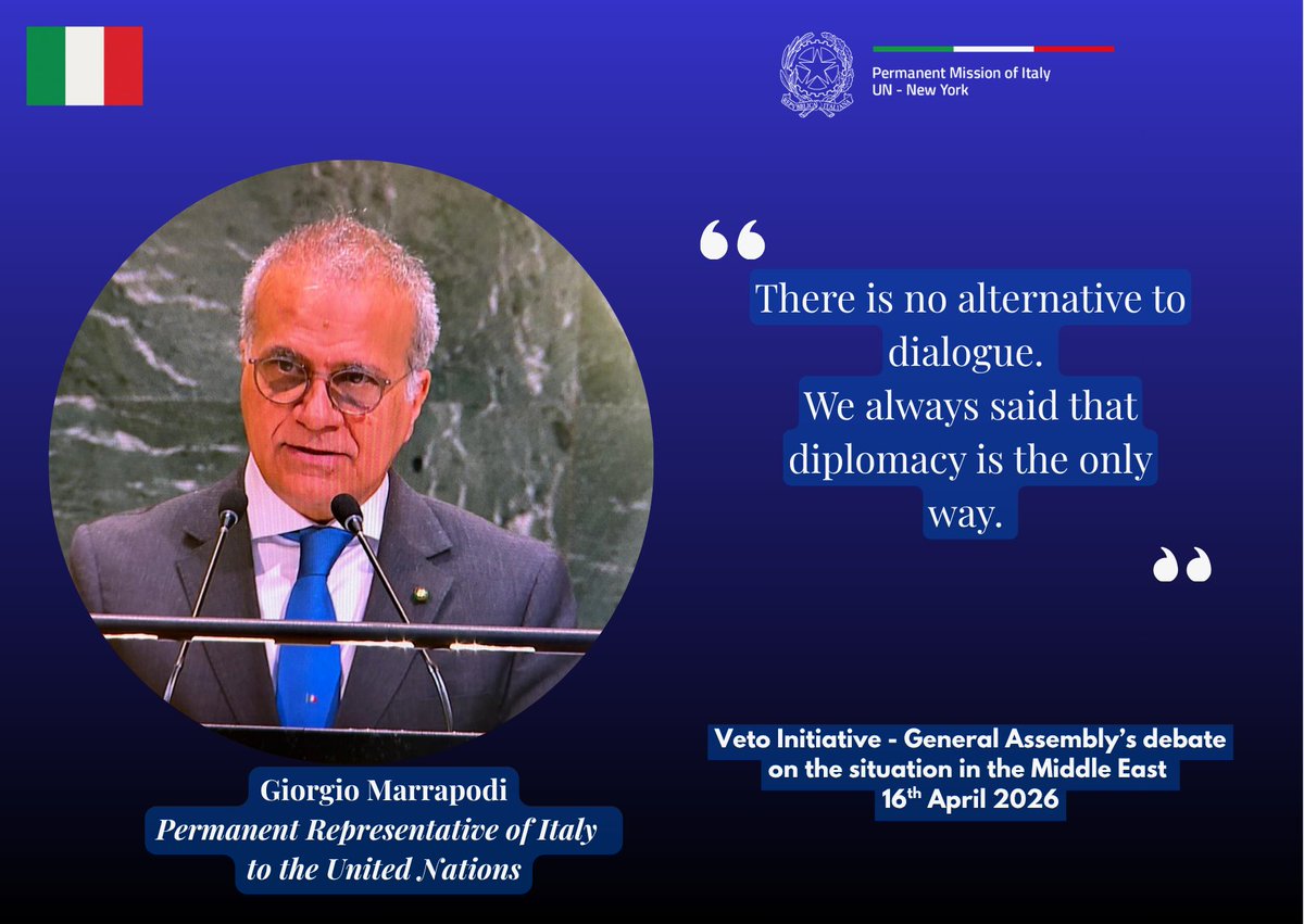 ItalyUN_NY's tweet image. At the #GA Debate on #MiddleEast, #Veto Initiative, Amb @margiodi expressed Italy’s concern for the regional situation and continuous support to ongoing diplomatic negotiations.

We welcome the announcement of a #ceasefire between #Israel and #Lebanon. 

Italy aligns with @EUatUN