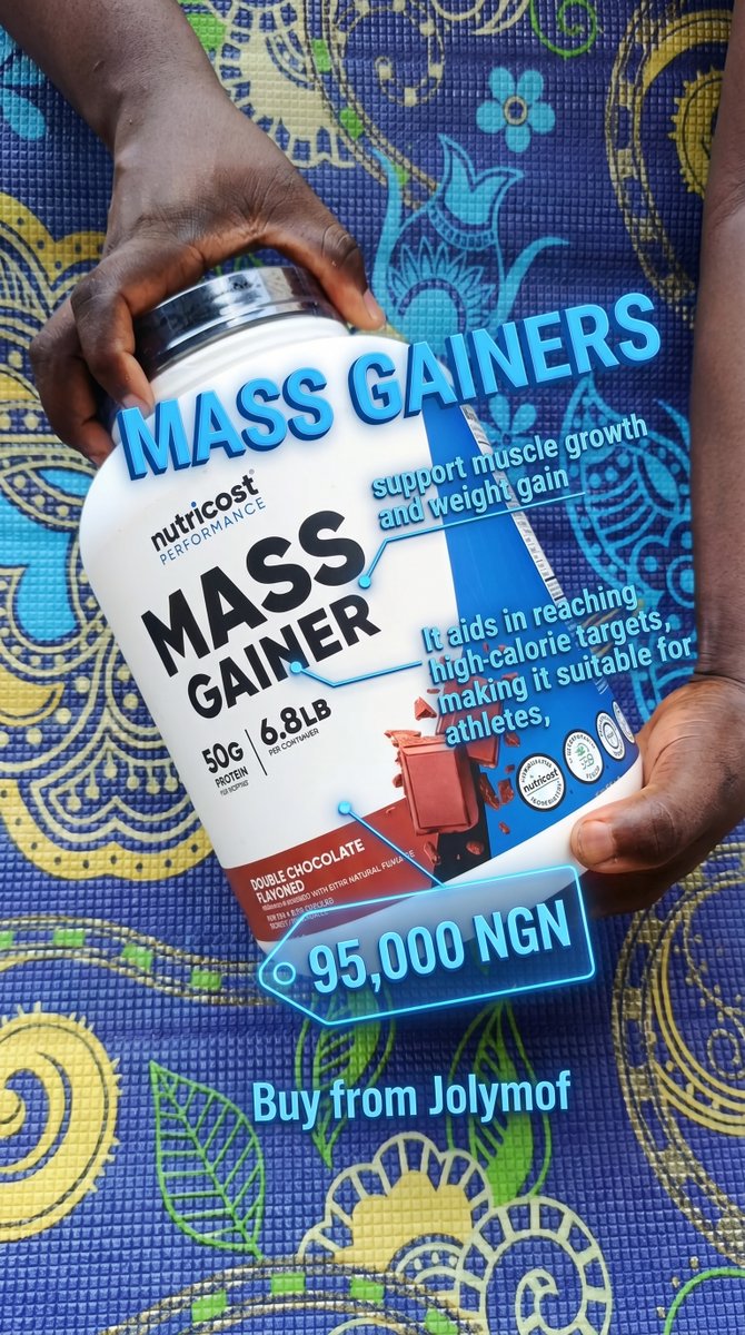 Jolymofsups's tweet image. Nutri cost Mass gainer aids in reaching high calorie targets naming it suitable for athletes and fitness enthusiast.

Price -95,000 ngn only
6.8lb

#supplementsthatwork #fitnessstorelagos #massgainer #supplementsinlagos #supplementstoreinlagos