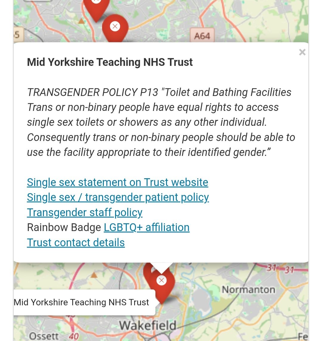 WRNKirklees's tweet photo. @BTHFT @SEENinHealth @CHFTNHS @LeedsHospitals & onto Mid Yorkshire Trust where the self identified genders of transgender & nb people trumps the rights of women & girls to single sex toilet & shower facilities
@MidYorkshireNHS
#OneYearLater
#SafeguardingFail https://t.co/a7gAatuHfh
