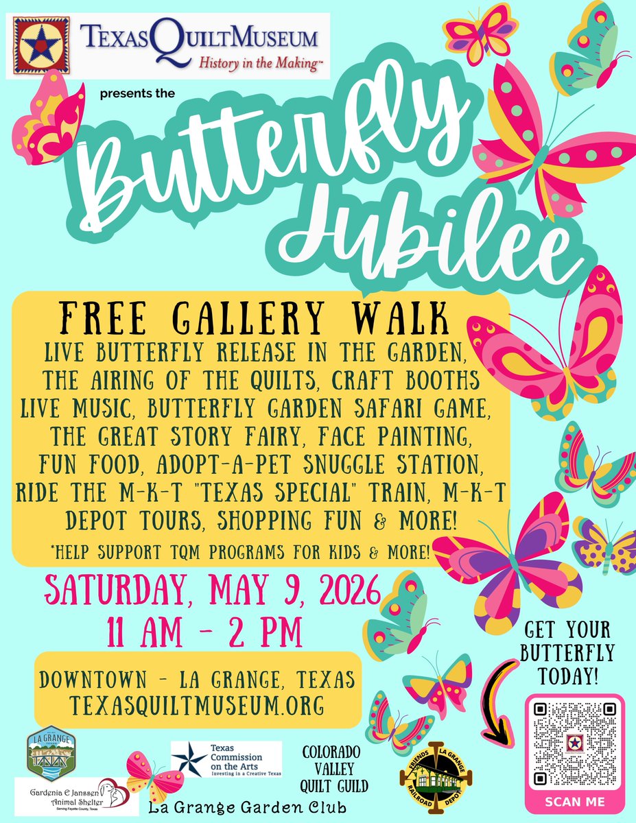 TxQuiltMuseum's tweet photo. JOIN US MAY 9 FOR OUR THIRD ANNUAL BUTTERFLY JUBILEE! https://t.co/XYQfKbqP61