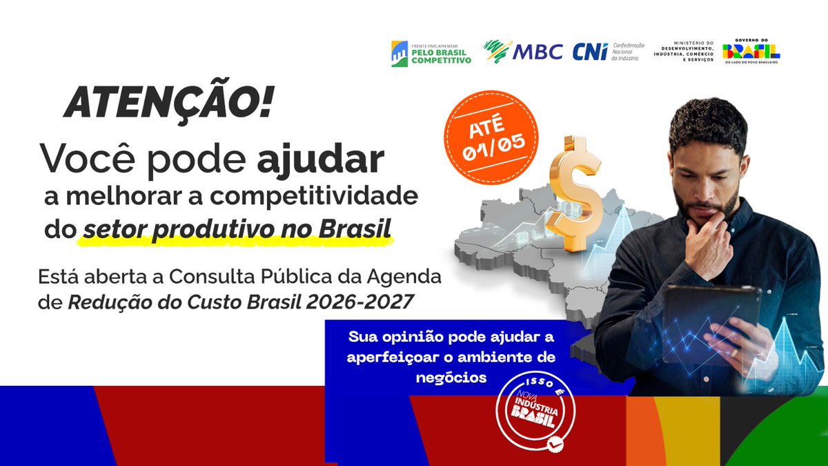 🚀 Atenção! O Brasil pode ser mais competitivo — e você pode ajudar a construir esse caminho! 🙌🇧🇷⤵️