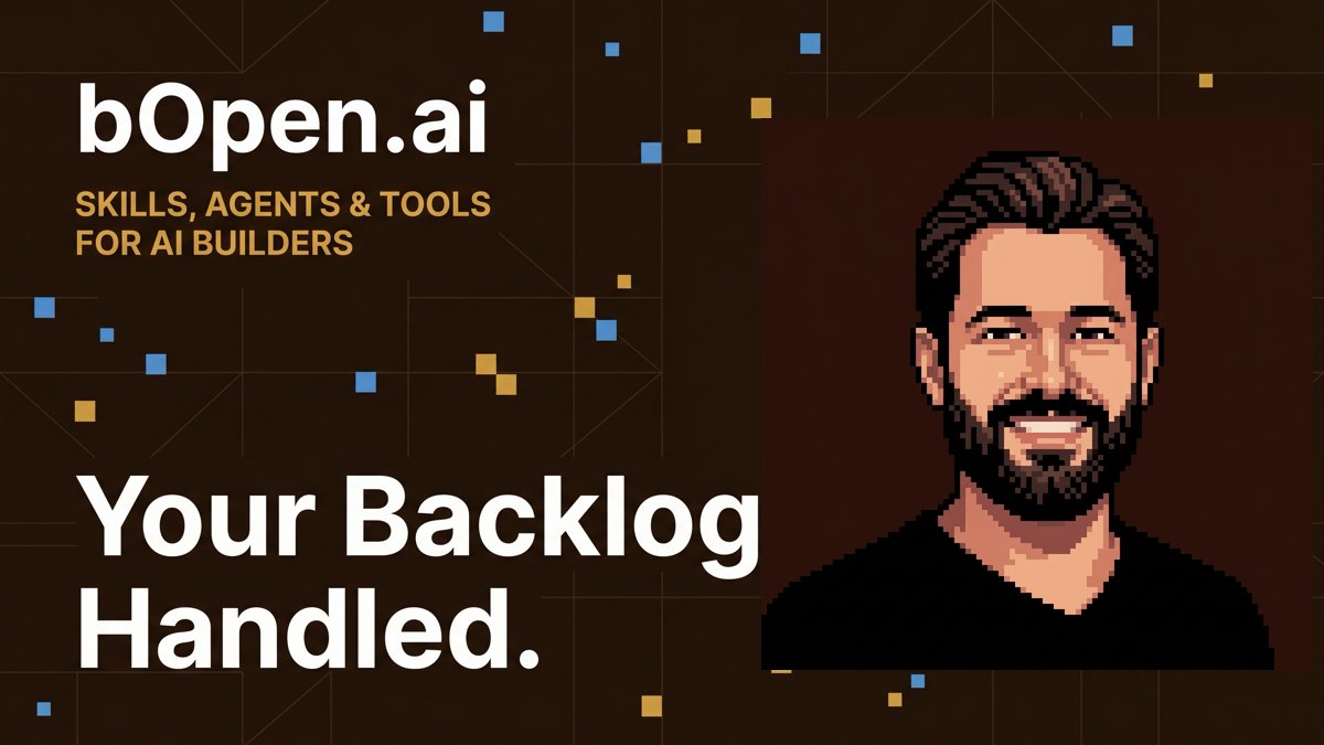 bOpen_AI's tweet photo. Meet Wags, the bOpen project manager agent based on @danwag06 

Drop a feature description in Claude Code.

He creates the Linear issues, writes the user stories, structures the sprint, maps dependencies, and links it back to the roadmap.

No Jira ceremony. No ticket grinding... https://t.co/maIKbDZRe9