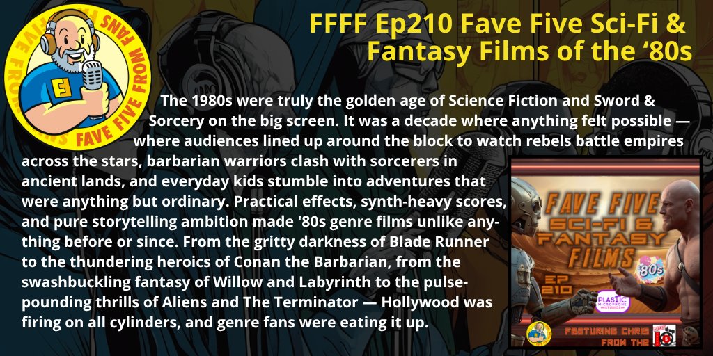 Pcast_ol's tweet image. Fave 5 From Fans @Fave5FromFans @tpc_ol @pcast_ol @ncore_ol

FFFF Ep210 Fave Five Sci-Fi &amp;amp; Fantasy Films of the ‘80s

Podcast about Favorites &amp;amp; why we love them. 

#podcast
#PodernFamily
#FFFFF

pod.link/1494494903
linktree linktr.ee/HulkBoy
web favefivefromfans.com
