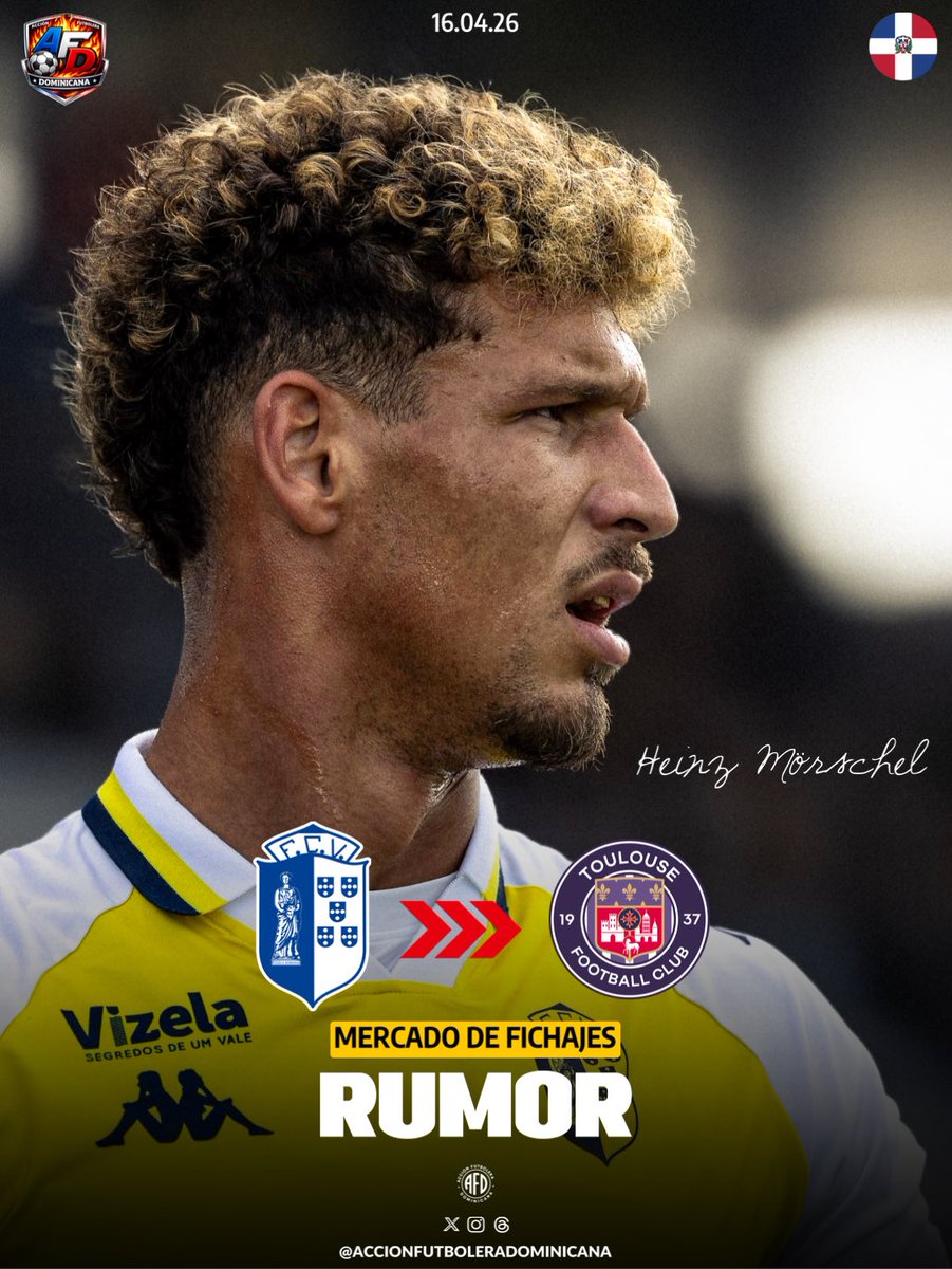 🇩🇴 Heinz Mörschel suena para el Toulouse FC 🇫🇷

Desde Francia aseguran que el dominicano es seguido como opción para la Ligue 1 y que tiene nivel para competir allí.

Viene de 2 buenas temporadas con Vizela 👀

🚨 Por ahora, solo rumor.

📲 Síguenos