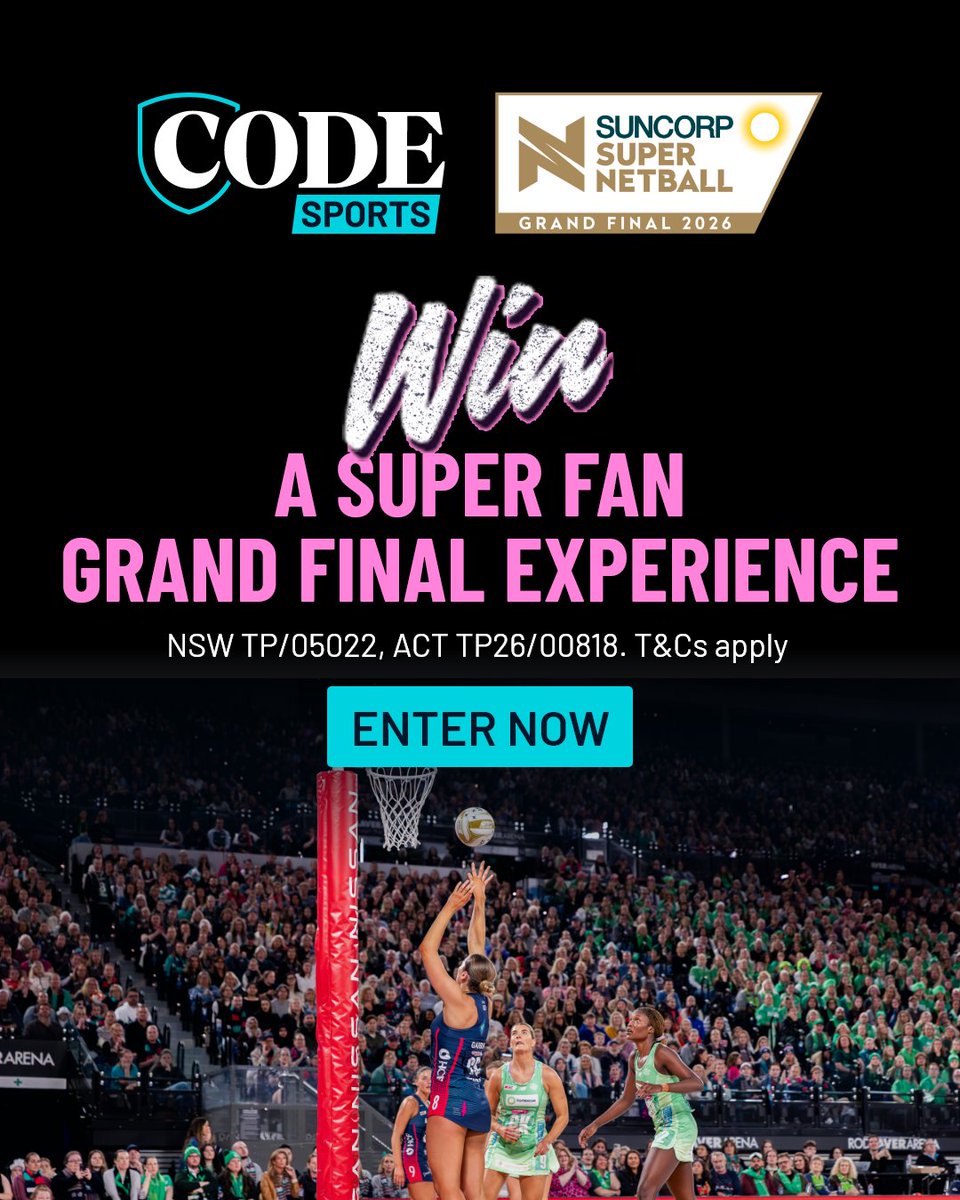CodeNetball's tweet photo. 🏐🏐🏐

Win 1 of 5 double-passes to the Suncorp @SuperNetball Grand Final in Melbourne!

ENTER HERE ➡️ https://t.co/9RWMCNlnb5 https://t.co/fAZozP7aZ9