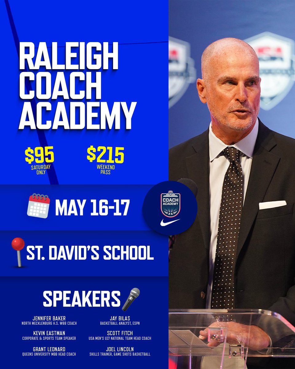 USABYouth's tweet photo. 📐 Raleigh, the USA Basketball Coach Academy is headed your way ONE MONTH from today! 

🏀📋 https://t.co/iPsfCJSbqd https://t.co/bRc1JhF7BA