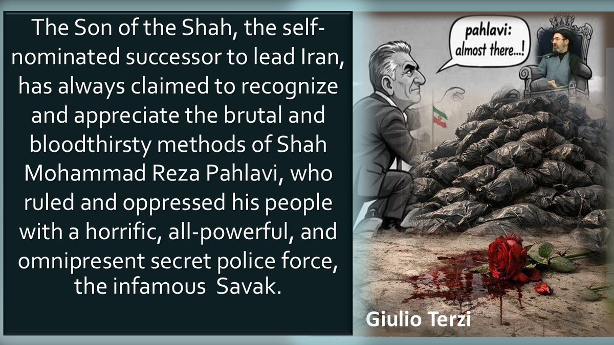 <a href="/GiulioTerzi/">Giulio Terzi</a> The Son of the Shah, the self-nominated successor to lead #Iran, has always claimed 2recognize &amp;appreciate the brutal &amp;bloodthirsty methods of Mohammad Reza Pahlavi, who ruled &amp;oppressed his ppl with a horrific, all-powerful, &amp;omnipresent secret police force, the infamous #Savak.