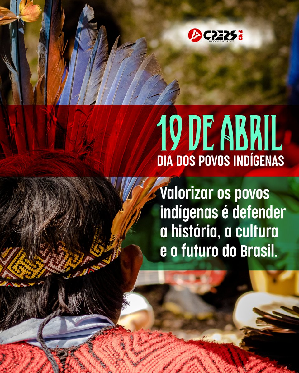 ✊🏾 Neste domingo, dia 19 de abril, celebra-se o Dia dos Povos Indígenas, uma data que nos convida a refletir sobre a importância da valorização da diversidade cultural, o combate aos preconceitos e os direitos dos povos originários.

‼️ O CPERS reafirma, hoje e todos os dias, seu