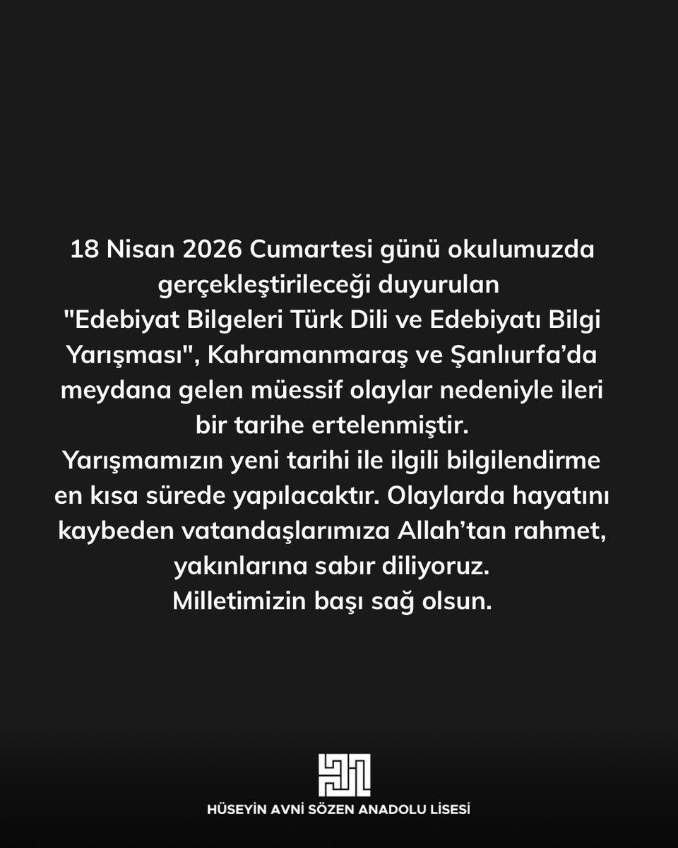 Hüseyin Avni Sözen Anadolu Lisesi tweet media