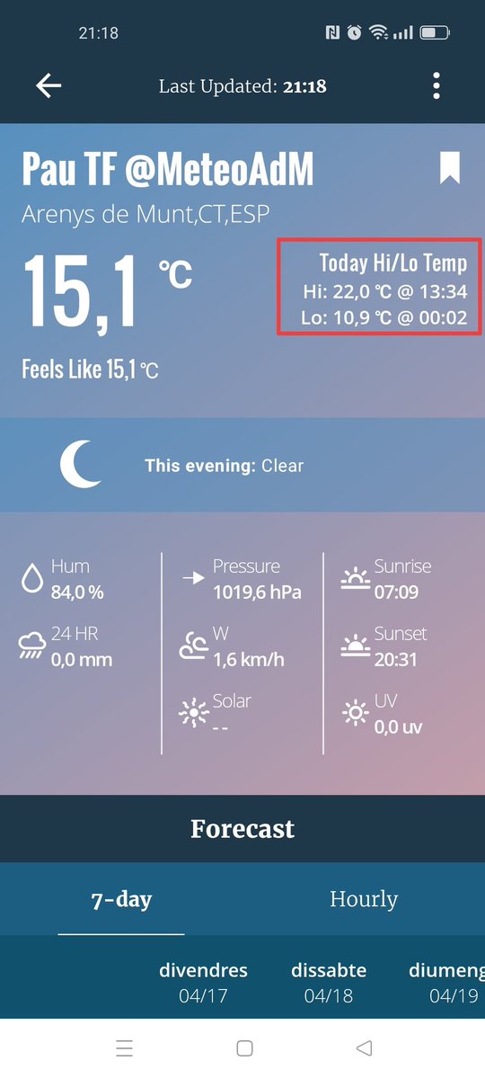 MeteoAdM's tweet image. #Bonvespre des de la part alta d'#ArenysdeMunt Avui el #dijous ha estat molt ☀️ un dia més, tant sols amb alguns cirrustrats al #matí i una temperatura més alta que ahir de 22°C 👇