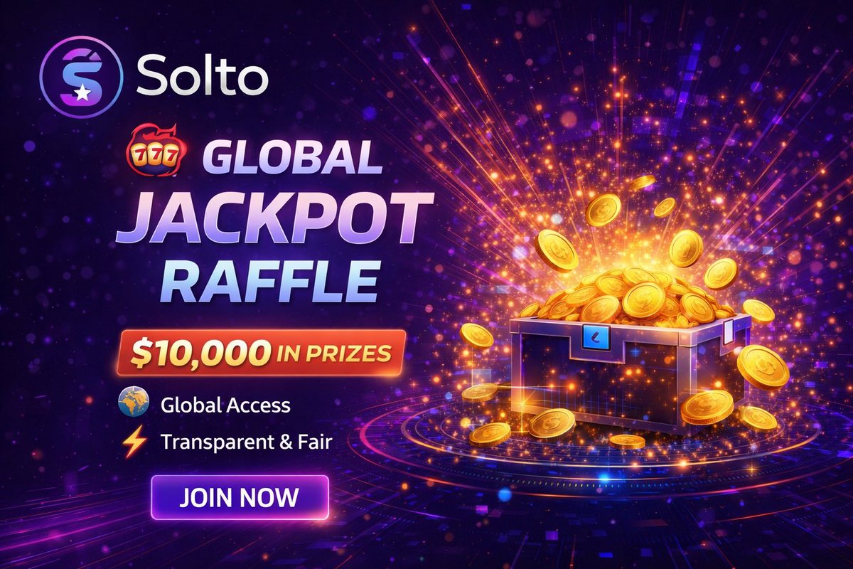 Solto_events's tweet photo. 🎰 $10,000 up for grabs.

The Solto Global Jackpot Raffle is live.

🌍 Open to everyone
⚡ Fully transparent
🎟 Built for real participants

Join now 👇
🌐 https://t.co/7UcBxKJOAy

Also join our fundraising with @CyreneAI 

CA: QfGo6soQhHaE35ytkR5M3XwFfdxMMc47VTpVauMcyai https://t.co/4I5IBFDYRM
