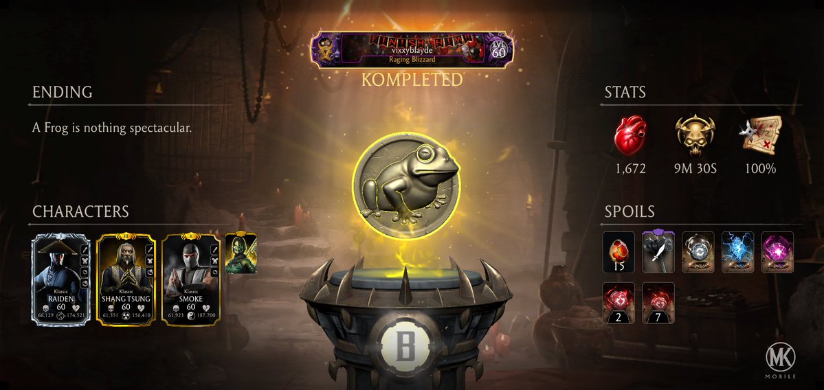 I just completed a Krypt Run in Mortal Kombat mobile! Check out my stats.