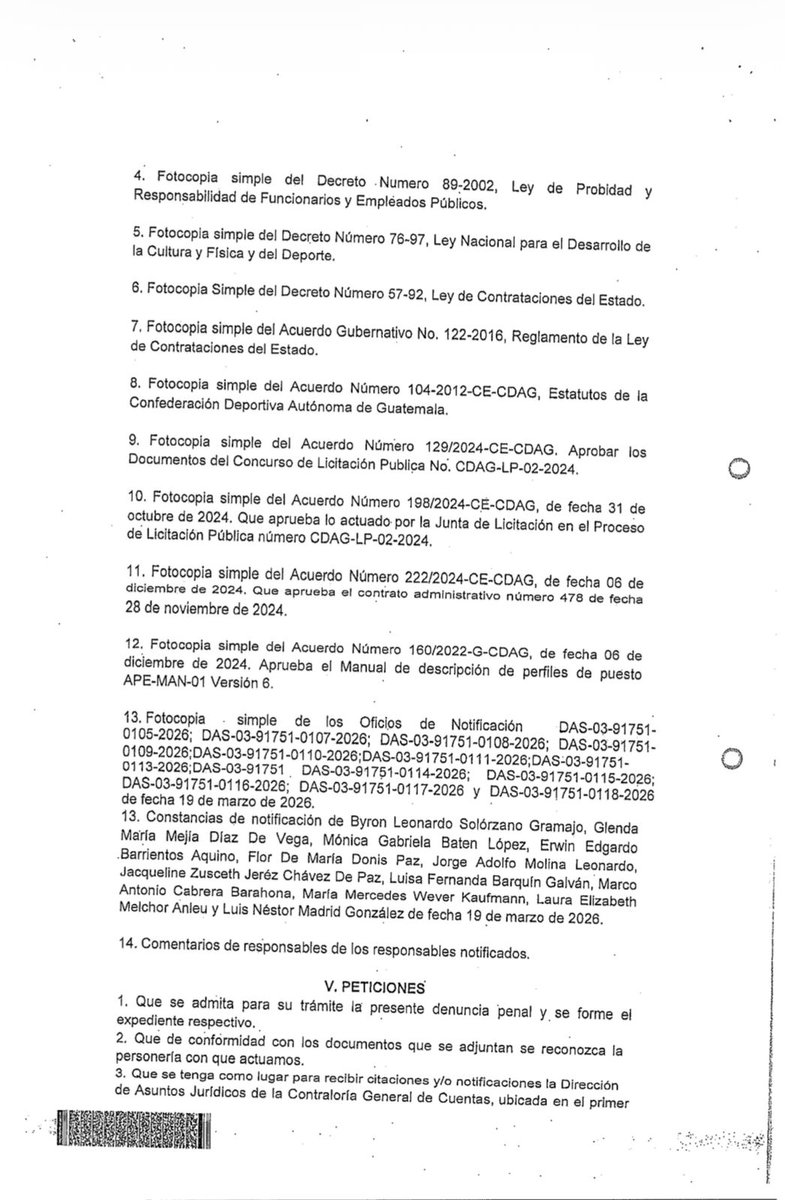 🚨⚖️ La Contraloría General de Cuentas presentó una denuncia penal ante el Ministerio Público por más de Q32.4 millones en contra de los funcionarios de la Confederación Deportiva Autónoma de Guatemala (CDAG), por presuntas anomalías en los procesos de contratación para la