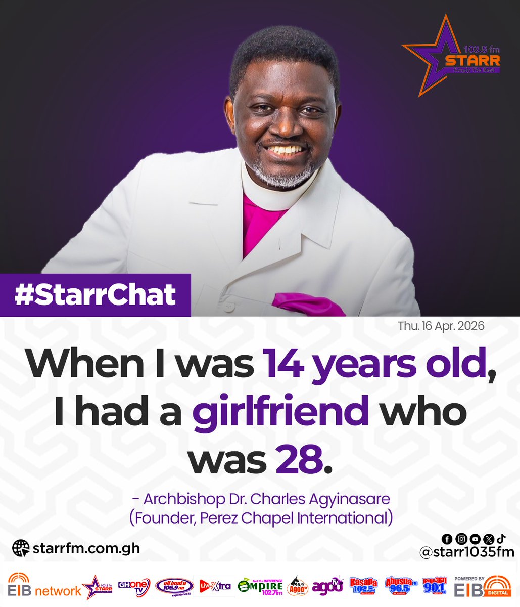 ghonetv's tweet photo. Bola Ray interviews Archbishop Dr. Charles Agyinasare on #StarrChat...

#StarrFM
#EIBNetwork
#GHOne https://t.co/m8TSpb5rM6