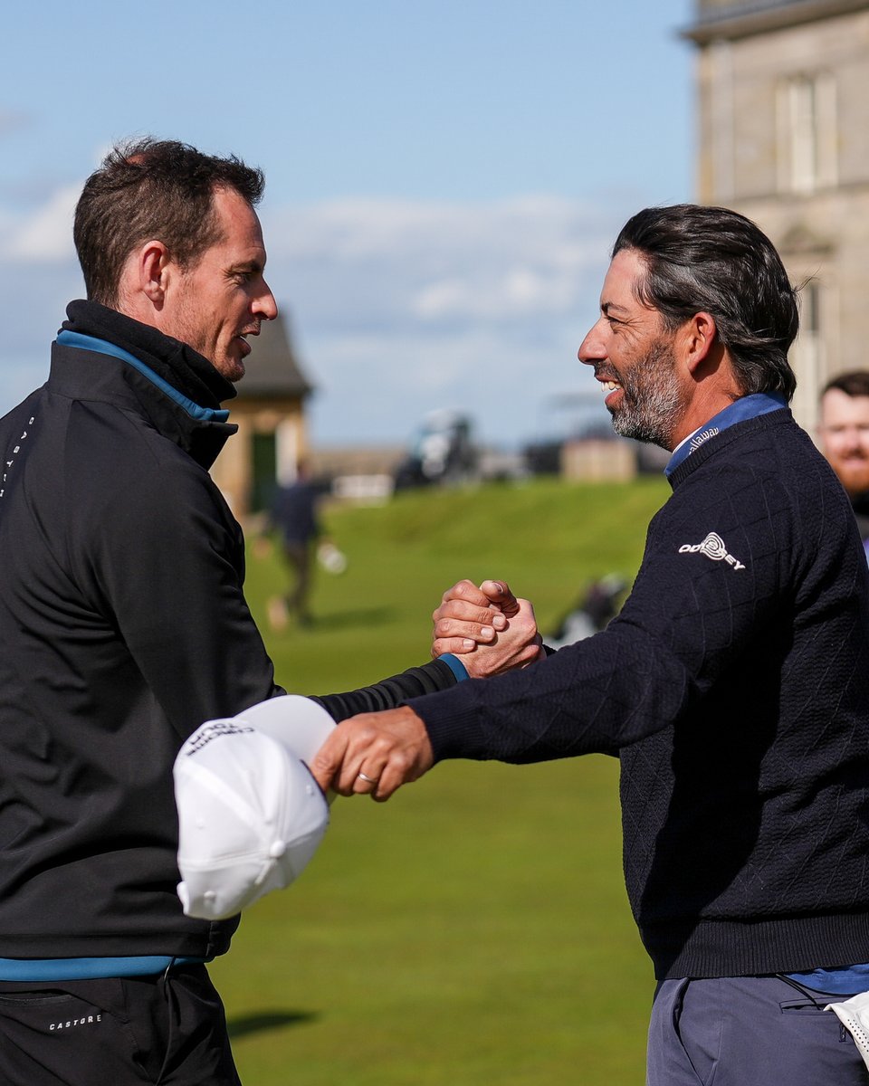 CallawayGolfEU's tweet photo. We had a day. 🙌 

Tomorrow... the Old Course. Reversed. ⛳️ 🔄 https://t.co/gwDSJDy4nm