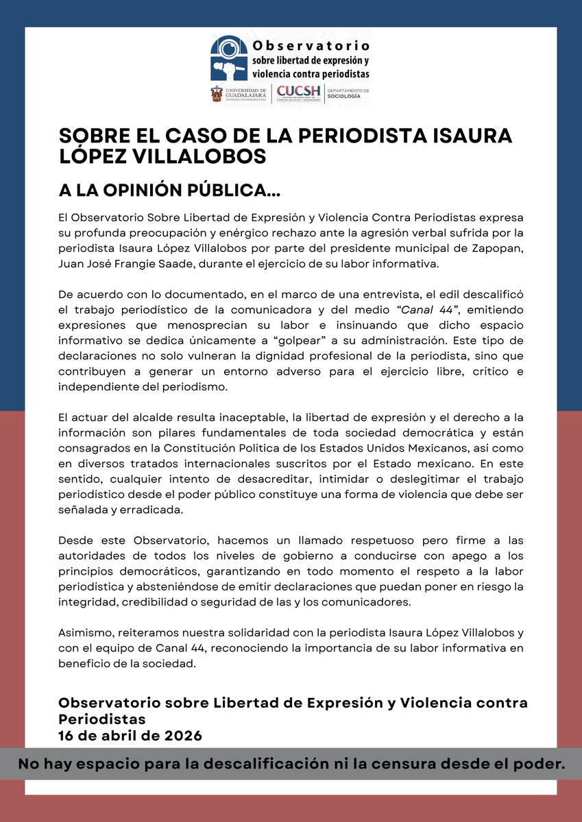 Observatorio sobre Libertad de Expresión tweet media