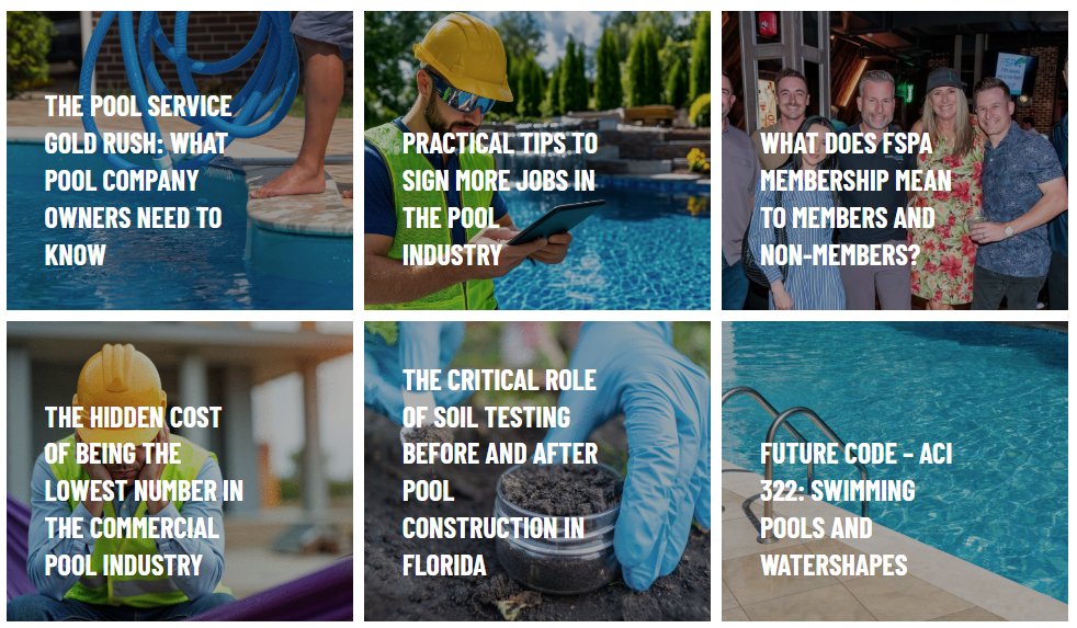Stay connected with what’s shaping Florida’s pool industry.
Visit FSPA.com/Newsroom for the latest industry insights and important announcements, all in one place.