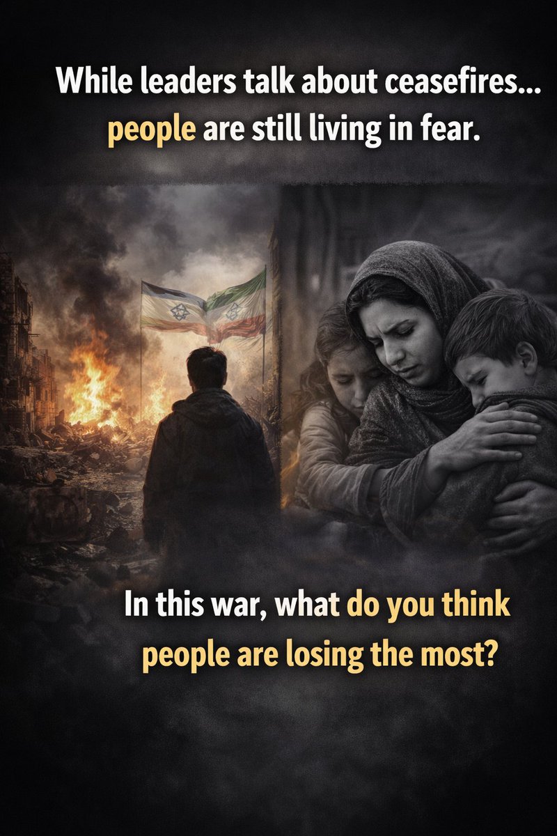 Asadmohml's tweet photo. “While leaders talk about ceasefires…

People are still living in fear.

In this war, what do you think people are losing the most?” https://t.co/ArBXTrVaq0