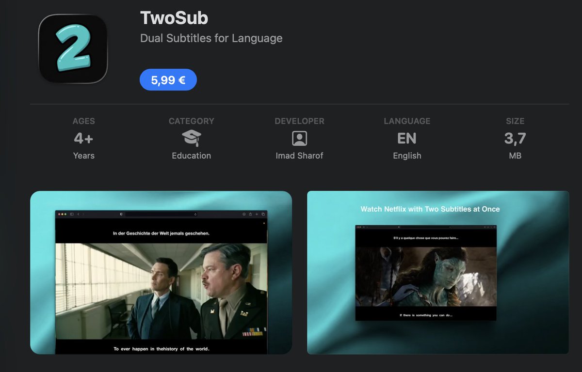 koosharii's tweet photo. Built entirely with @claudeai an extension safari.
Dual subtitles at the same time + translations of words during watching  for safari macbook users to learn a language https://t.co/qVwC37wwGa