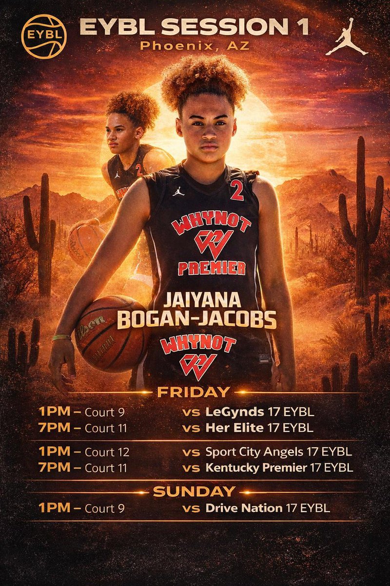 JaiyanaJacobs29's tweet image. Session1:@NikeGirlsEYBL 
🏀🏀 @WhynotPremier 
📸 JVAMEDIAGROUP 

#BASKETBALL #arizona #classof2029 @Ballislife @bballjkey @BTNScouting @CedricCobb_ @Coach_Rick57 @ELITEisEARNED @HOOPERRANKINGS @ShaneLaflin @KPannell71 @GreggRosenberg1 @SInow @espnW @EBOcoach @Vanessa70104488