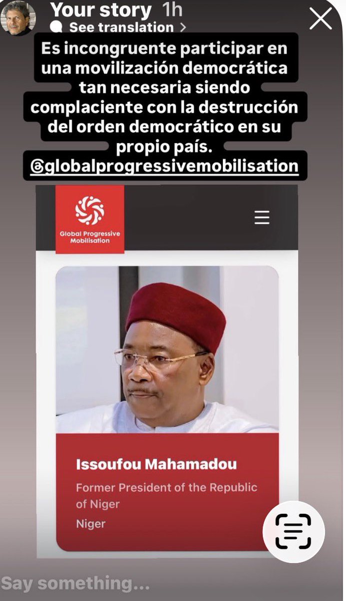 ReedBrody's tweet photo. It’s incongruous for someone who has been so complacent in the destruction of democracy in his own country to take part in such an important democratic mobilization @GPMobilisation #FreeBazoum #Niger #Issoufou https://t.co/q7vNeV91FC