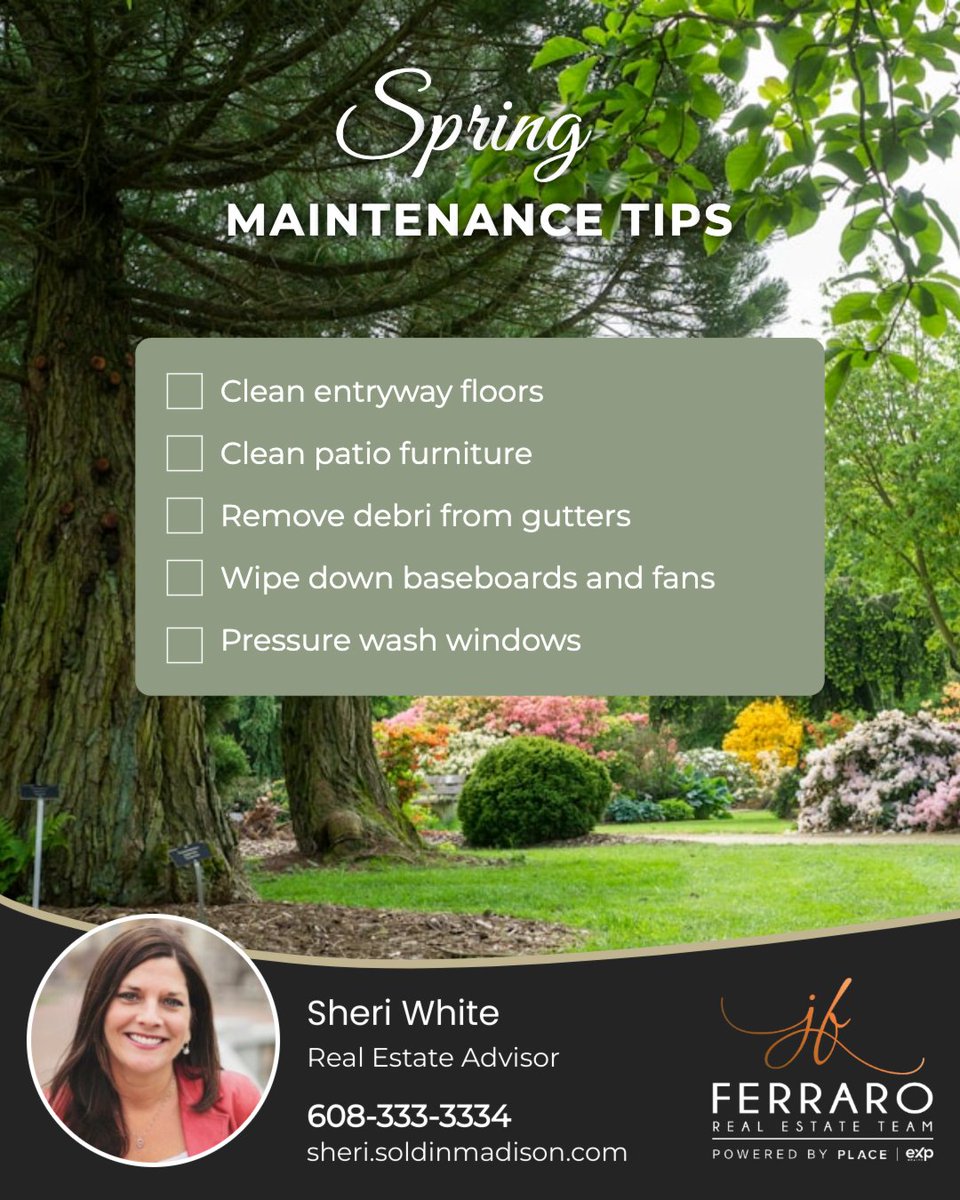 sheriwhite's tweet image. Spring is in full bloom 🌸—the perfect time to give your home some TLC!

A little seasonal maintenance = a fresher, cleaner, happier space 🌿✨

Are you an early bird or last-minute spring cleaner? 🧼

#springcleaning #springchecklist