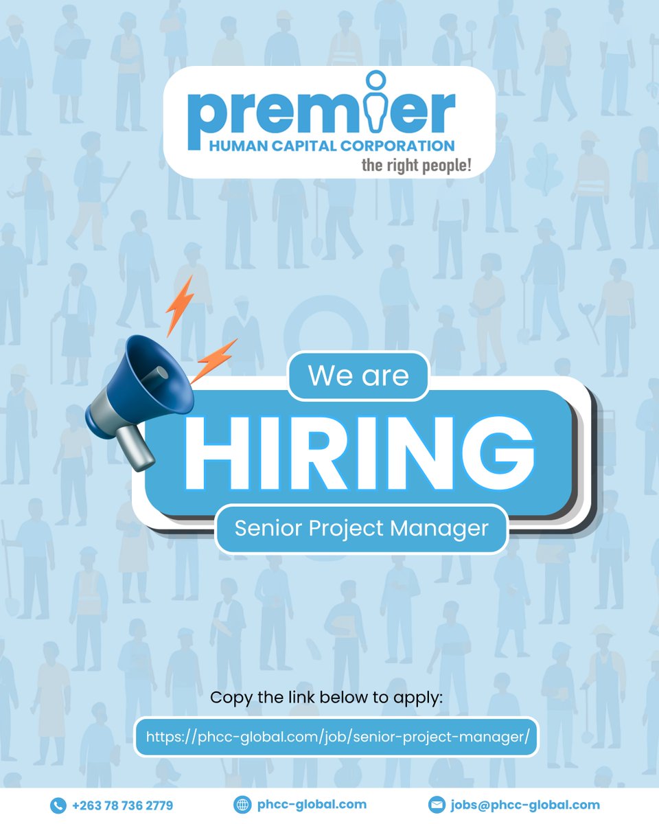 PHCC_GLOBAL's tweet photo. We are hiring!
Senior Project Manager
Click the link below to apply:
https://t.co/q0gKn0xWmT
#recruitment #JobsInAfrica #vacanciessouthafrica #seniorprojectmanager https://t.co/XsEQuW1Qyy