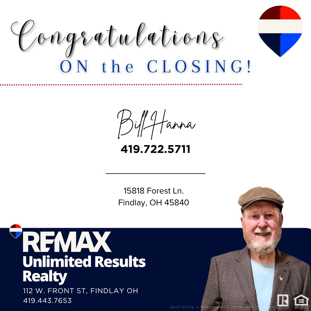 UnlimtedResults's tweet image. 𝗖𝗼𝗻𝗴𝗿𝗮𝘁𝘂𝗹𝗮𝘁𝗶𝗼𝗻𝘀, 𝗕𝗶𝗹𝗹 on your CLOSING! 👏🎉🎊

If you are looking for an Agent to represent you, visit his website at: BillHanna.Remax.com or call him at 419.722.5711.

#realestate #remax #remaxagent #CMN #northwestohio #ohiorealestate #sold #closing