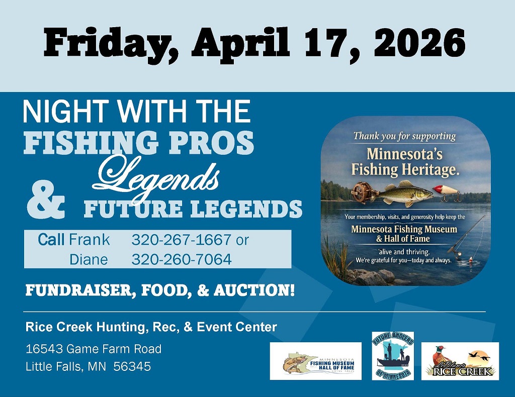 cdcmorrisonmn's tweet image. ⏰ Tick-Tock! Get your tickets for Night with the Fishing Pros, Legends, &amp;amp; Future Legends! #MNFishingMuseum &amp;amp; #MNFishingHallofFame still have some seats!
📆 This Friday, April 17!
Doors at 4:30pm, supper at 6:30pm. mnfishingmuseum.com/event-details/…

#LittleFallsMN #MorrisonCounty
