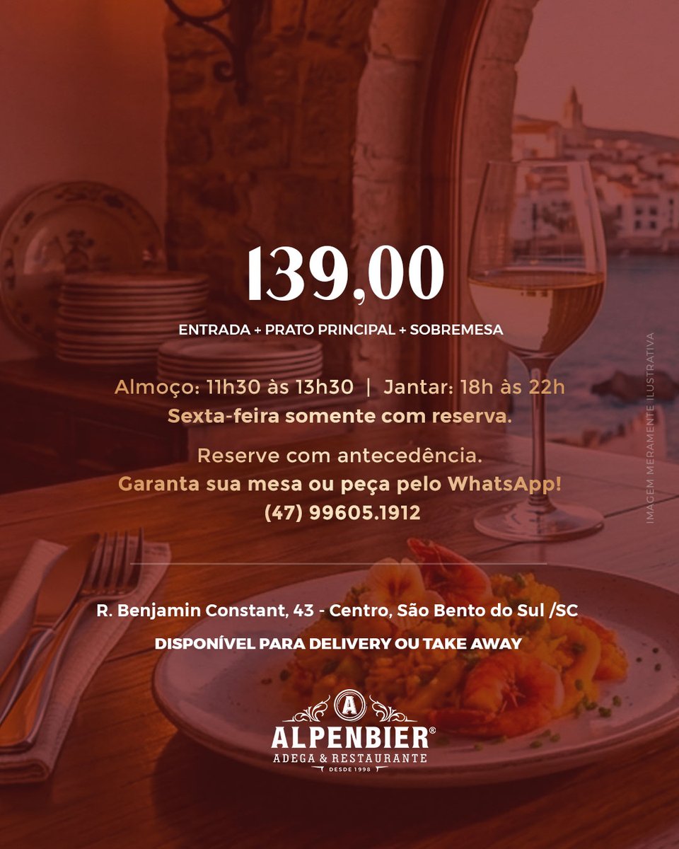 AlpenbierSBS's tweet photo. Uma experiência inspirada nos sabores autênticos do Mediterrâneo, com aquele toque especial que transforma o jantar em um momento único. 🍷☺️

 📲 Reserve com antecedência.
#altagastronomia #vinhos #sãobentodosul #turismoemsaobentodosul #SaborAlpenbier #AdegaAlpenbier https://t.co/wyPQANfSiJ