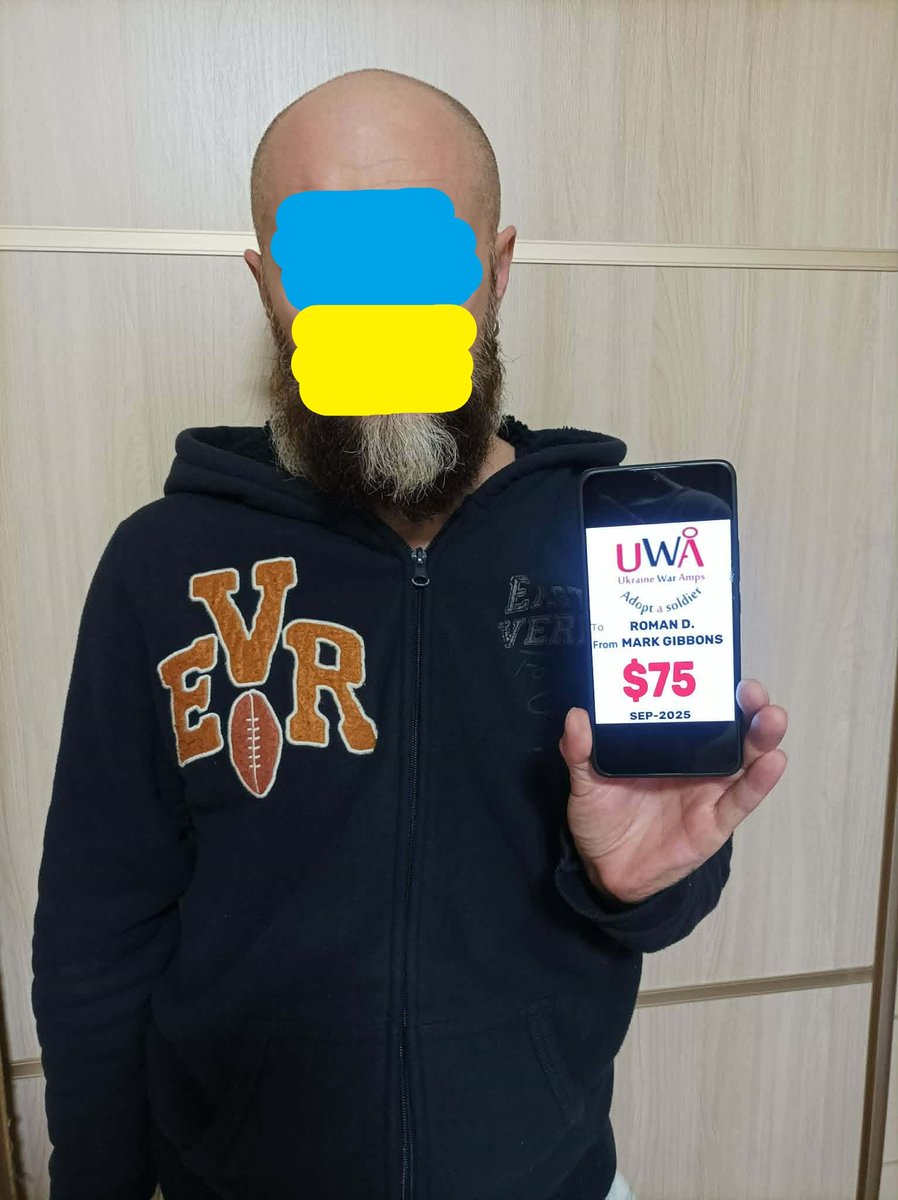 UkraineWarAmps's tweet image. ADOPT A SOLDIER!
$75 to HERO ROMAN D.
FROM MARK GIBBONS
September 2025
#UkraineWarAmps has delivered a generous financial aid of $75 to Hero Roman D. It became possible thanks to #UWA active member and generous supporter- Mark Gibbons.