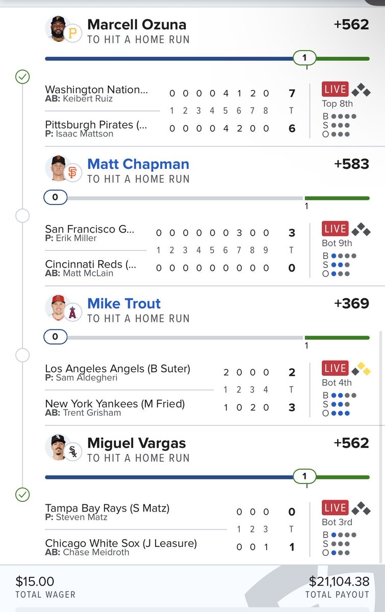 HashandSwader's tweet photo. My heartttttt. Ima crash out lol. #mlb #hrparlay #sportsbetting https://t.co/jhAu0Ppa21