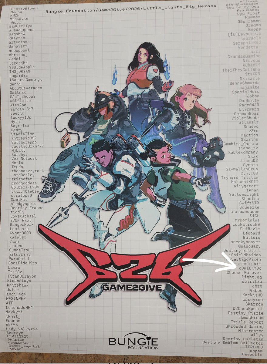 o0WILKY0o's tweet image. Thank you, @BungieLove  for the sweet  #games2give poster. I'm glad we could help the #littlelights . 🩵 💙 ❤️ 
#destiny2 #Destiny2fashion #Bungie #BungieFoundation