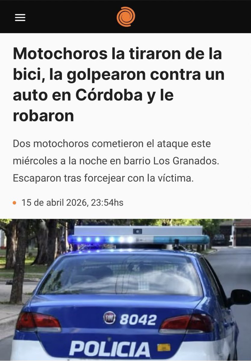 NancyAlmada's tweet photo. ¿Hasta cuándo, Señor Gobernador @MartinLlaryora?

Mientras usted y el intendente @PasseriniOk se pasean por los medios nacionales dando lecciones de cómo gobernar, hablando de candidaturas y sacándose fotos, a Córdoba la dejaron completamente abandonada.

En solo 48 horas:
🔴 Asesinaron brutalmente a una arquitecta trans.
🔴 Tiraron de la bici a una mujer para robarle y terminó chocando contra un auto (todo filmado).
🔴 En Villa Allende los vecinos ya están colocando portones porque la inseguridad los obligó y crece el conflicto.

Gobernador: dejen de hablar por los medios y háganse cargo de lo que realmente le importa a la gente: vivir en paz y sin miedo.
Córdoba está abandonada. Basta de marketing y de ausencia.

#InseguridadCórdoba #BastaDeMiedo #GestiónAusente