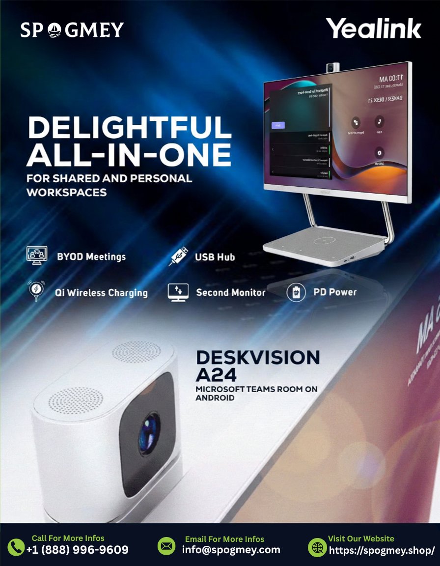 SpogmeyShop's tweet image. Upgrade your workspace with DESKVISION A24 💼

All-in-one solution with Teams Rooms, BYOD, wireless charging &amp;amp; more.

📞 +1 (888) 996-9609
🌐 spogmey.shop

#Spogmey #SmartWorkspace #BYOD #TeamsRooms #yealink