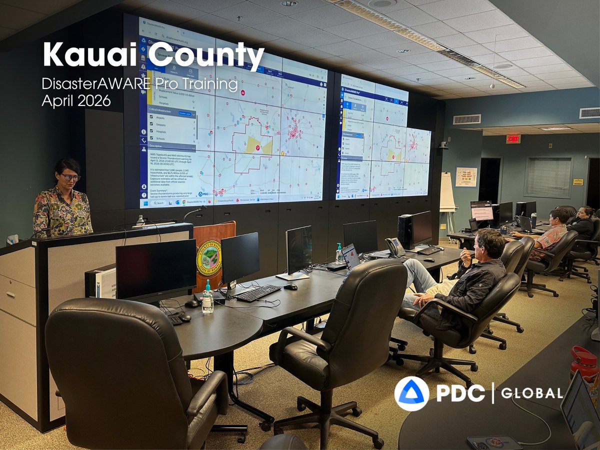 PDC_Global's tweet photo. Sending aloha to our Kauai County partners following an incredible DisasterAWARE  Pro (https://t.co/9JfTa5K7ST) training this week as we continue to collaborate closely in preparation for the upcoming hurricane season and statewide Makani Pahili 2026 exercise. The training included partners representing Kauai Emergency Management Agency, law enforcement, health sector, and Red Cross.
 
Mahalo for your continued dedication and partnership as we continue to work together towards a safer Hawaii!
 
#EarlyWarningforAll #SaferWorld #Kauai #Hawaii #Training #partnership #DisasterAWARE
@HawaiiRedCross
@Hawaii_EMA