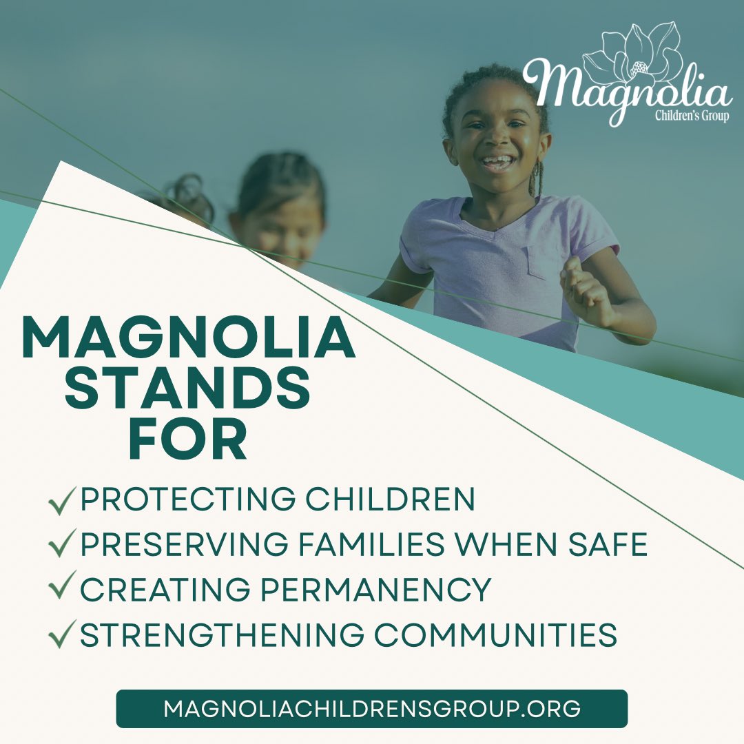 Magnolia_MCG's tweet image. The mission of MCG is rooted in practical solutions that protect children.
We believe in:
• Protecting children from abuse
• Preserving families whenever it’s safe
• Pathways to permanency
• Partnering with communities
#MagnoliaChildrensGroup #ChildAdvocacy #FamilySupport