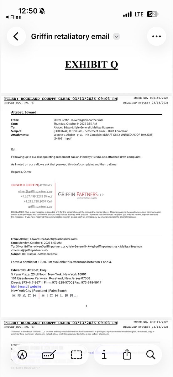 StrategicRisk1's tweet photo. This is wild. @1847HoldingsLLC 

In another case, Oliver Griffin (attorney for 1847) sent opposing counsel a draft complaint immediately after a failed settlement call—after stating he would “come after the lawyers.”

At some point you have to wonder if he thinks he’s a mob boss. https://t.co/rLfbcgSzaU